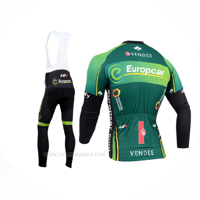 2014 Ropa Ciclismo Europcar Negro Verde Mangas Largas y Culotte Lunga